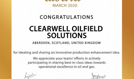 ClearWELL wins Cairn Oil and Gas Best Idea in Production Enhancement Award